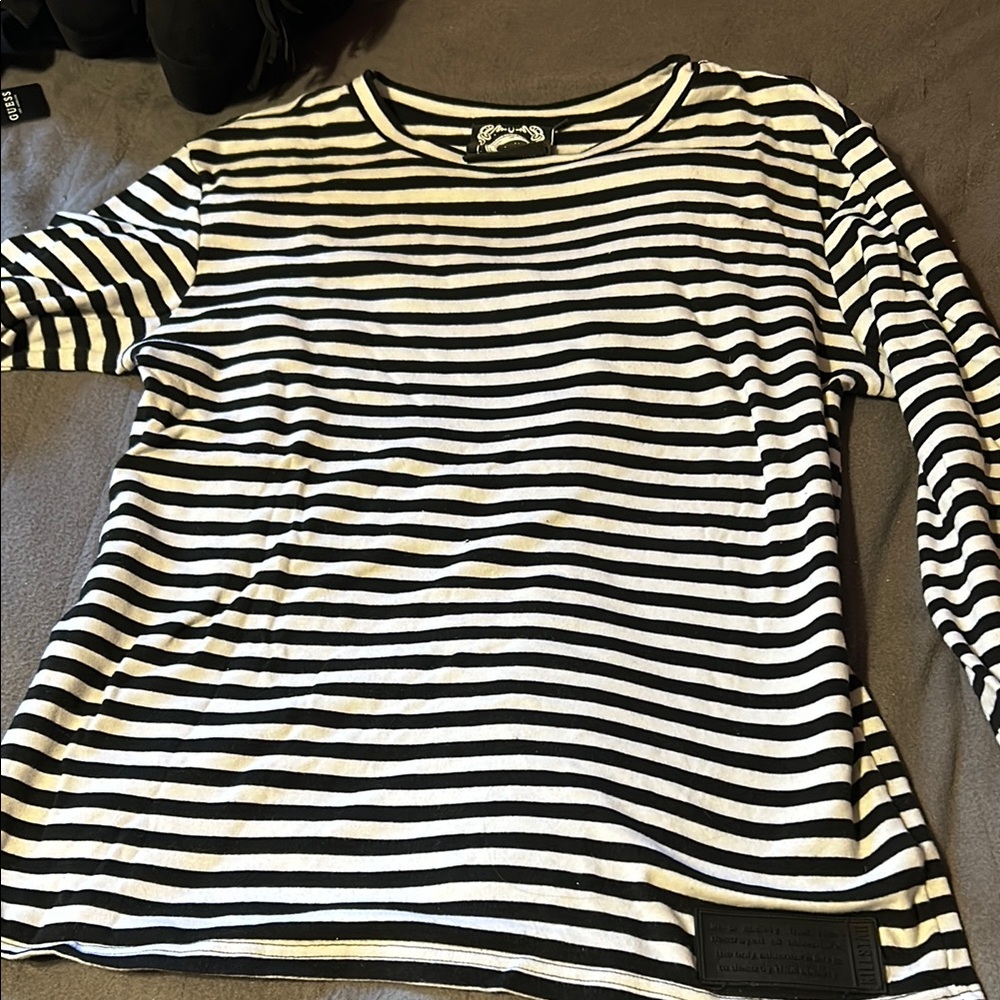 KILLSTAR Black and White Striped Long Sleeve Shirt